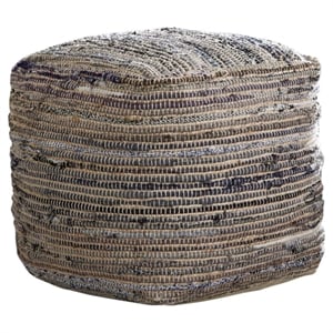 Bowery Hill Cotton/Hemp Natural Pouf Cylinder 16&quot Assembled