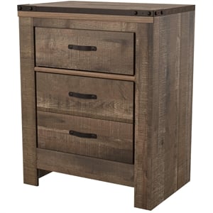 Bowery Hill Brown Nightstand Rectangular Slim Profile Dual USB Charger 29.88&quot Unassembled