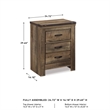 Bowery Hill Brown Nightstand Rectangular Slim Profile Dual USB Charger 29.88