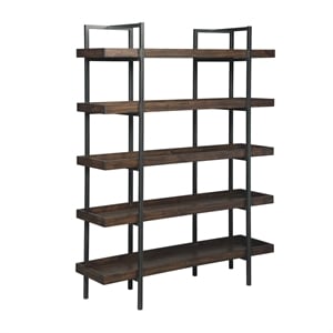 Bowery Hill Acacia Veneer Brown Bookcase Rectangular 76&quot x 58&quot x 17&quot