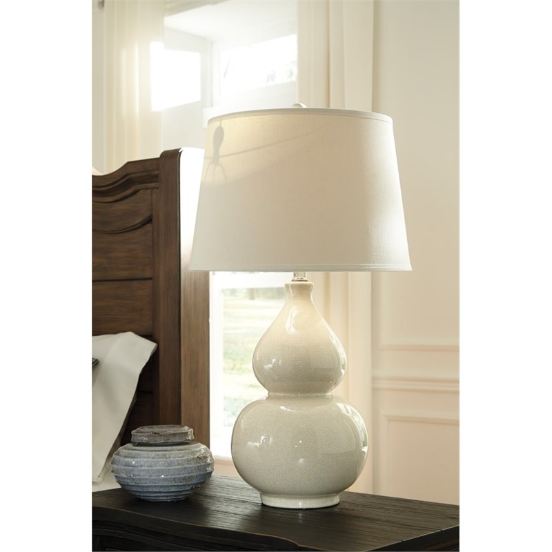 Bowery Hill Ceramic Cream Table Lamp 30.75