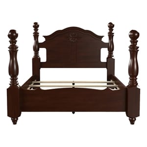 Bowery Hill Solid Wood Brown California King Bed Four-Poster 94.5&quotW x 79.63&quotD Assembly Required
