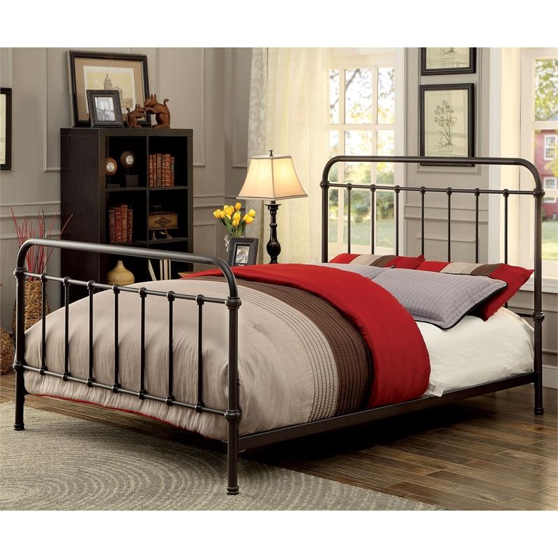 Bowery Hill Farmhouse Metal California King Spindle Bed in Bronze