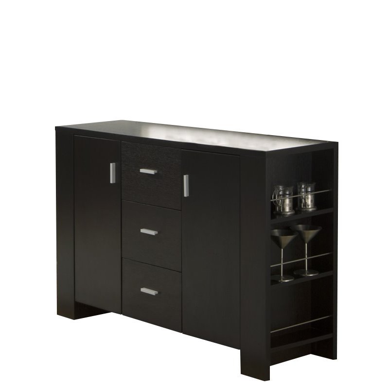Bowery Hill MDF Wood Veneer Espresso Buffet Rectangular Adjustable Shelves 48