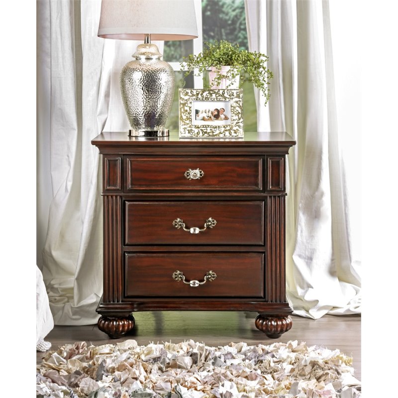 Bowery Hill Solid Wood Walnut Nightstand Rectangular Pre-Assembled 29