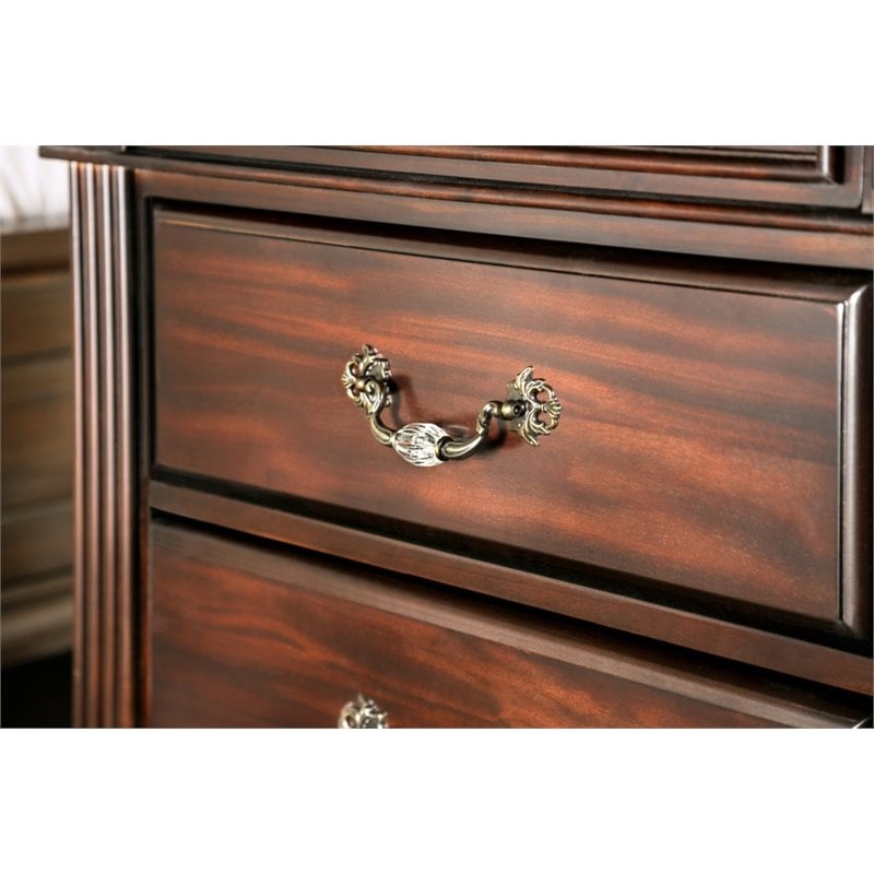 Bowery Hill Solid Wood Walnut Nightstand Rectangular Pre-Assembled 29
