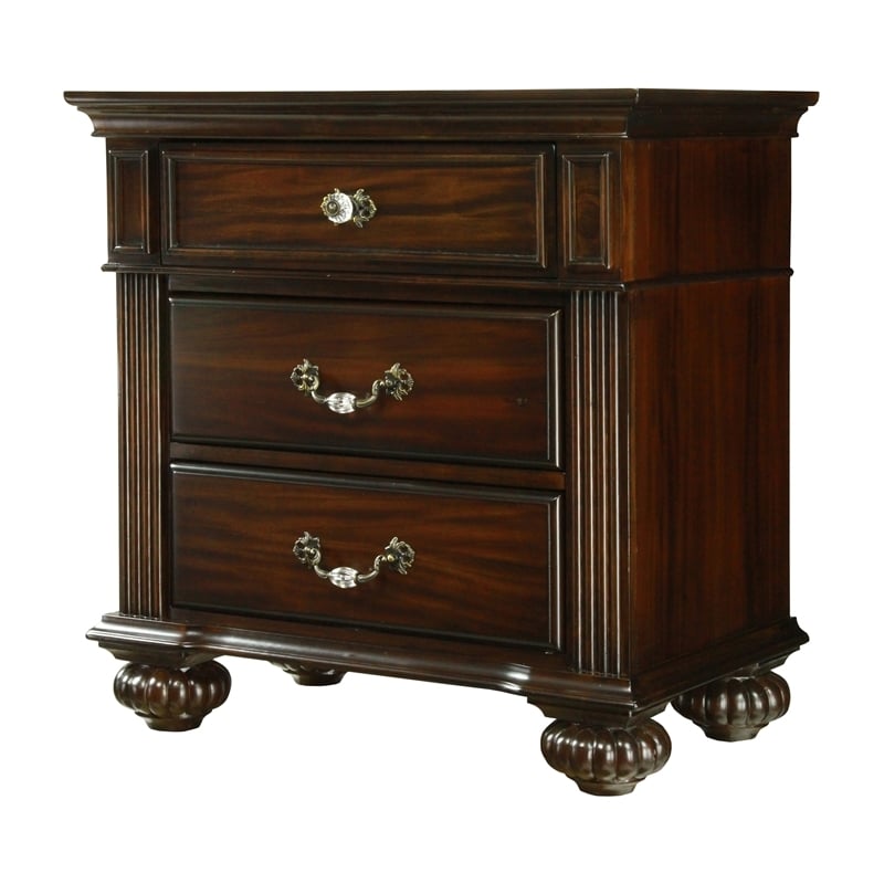 Bowery Hill Solid Wood Walnut Nightstand Rectangular Pre-Assembled 29