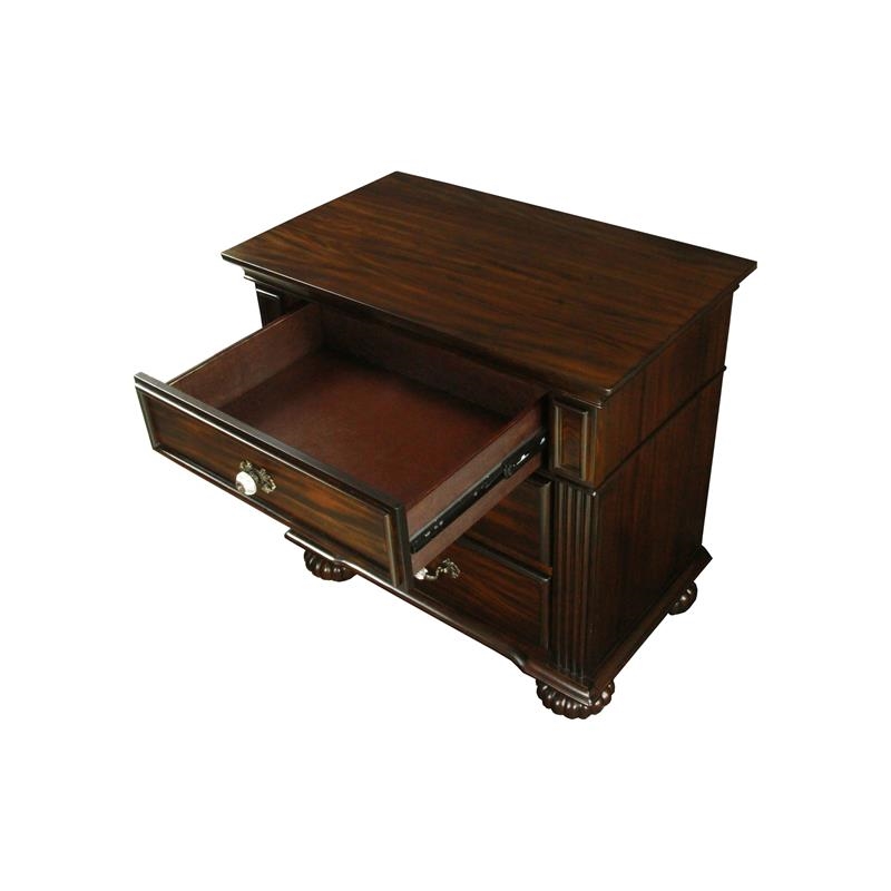 Bowery Hill Solid Wood Walnut Nightstand Rectangular Pre-Assembled 29
