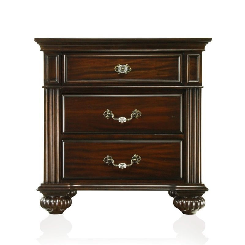 Bowery Hill Solid Wood Walnut Nightstand Rectangular Pre-Assembled 29
