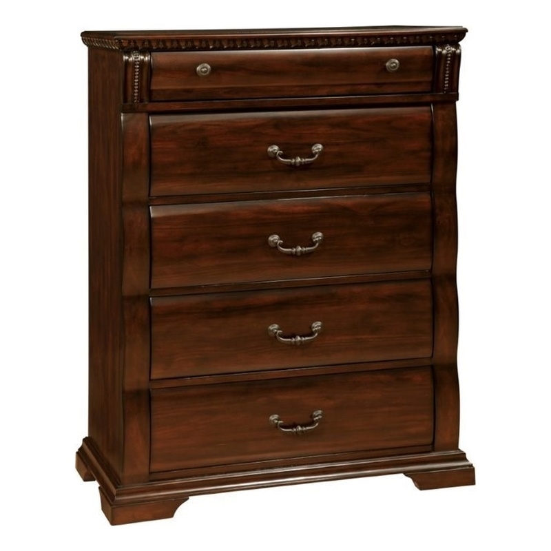 Bowery Hill Solid Wood Cherry Chest Rectangular Felt-Lined Top Drawer 51