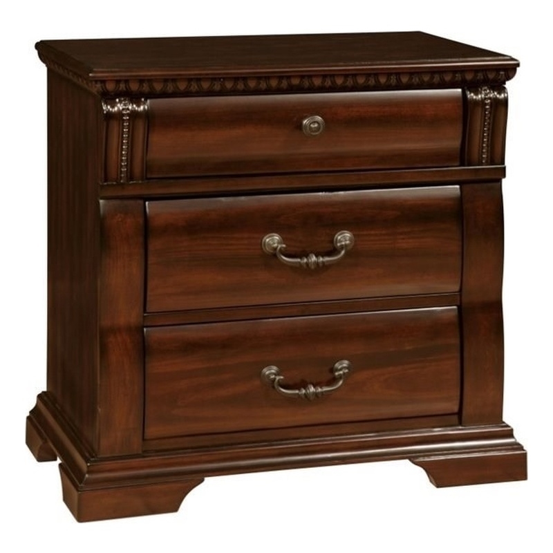 Bowery Hill Solid Wood Cherry Nightstand Rectangular Decorative Pre-Assembled 28