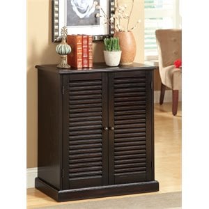 Bowery Hill Solid Wood Espresso Shoe Cabinet Rectangular Adjustable Shelves 34.5&quot H x 30&quot W x 15&quot D