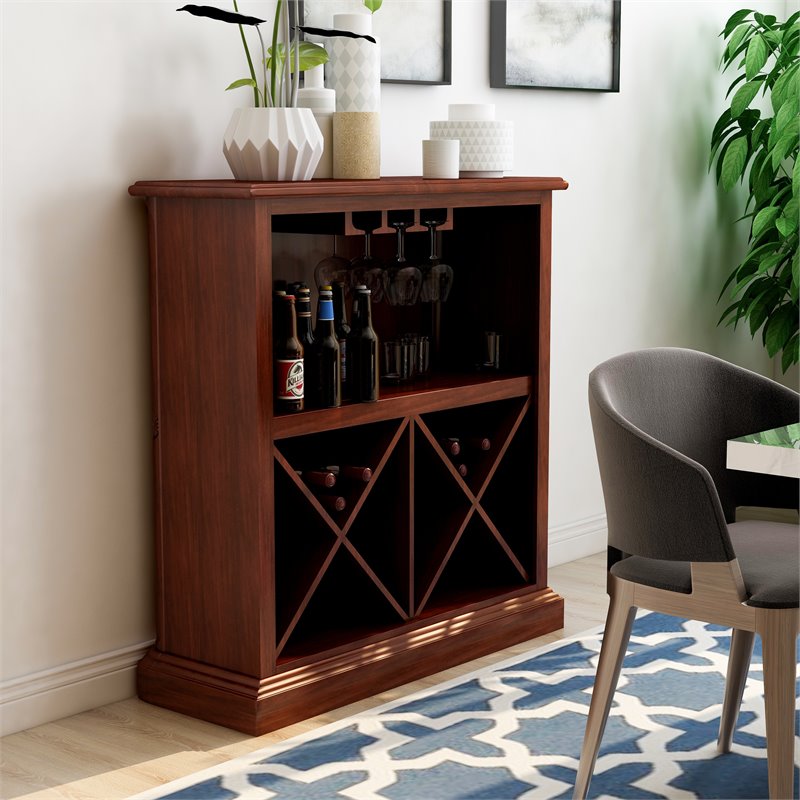 Bowery Hill Traditional Wine Rack in Dark Cherry
