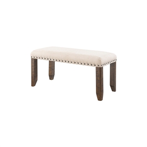 Bowery Hill Upholstered Cream Bench Rectangular Nail Head Trim 40&quot Unassembled