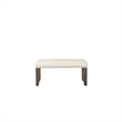 Bowery Hill Upholstered Cream Bench Rectangular Nail Head Trim 40