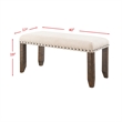 Bowery Hill Upholstered Cream Bench Rectangular Nail Head Trim 40