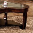 Bowery Hill Solid Wood Dark Cherry Coffee Table Rectangular Tempered Glass Inserts Unassembled