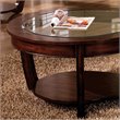 Bowery Hill Solid Wood Dark Cherry Coffee Table Rectangular Tempered Glass Inserts Unassembled