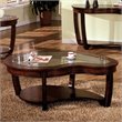 Bowery Hill Solid Wood Dark Cherry Coffee Table Rectangular Tempered Glass Inserts Unassembled