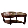 Bowery Hill Solid Wood Dark Cherry Coffee Table Rectangular Tempered Glass Inserts Unassembled
