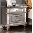 Bowery Hill 2 Drawers Contemporary Wood Nightstand with Mirrored in Silver