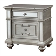 Bowery Hill 2 Drawers Contemporary Wood Nightstand with Mirrored in Silver
