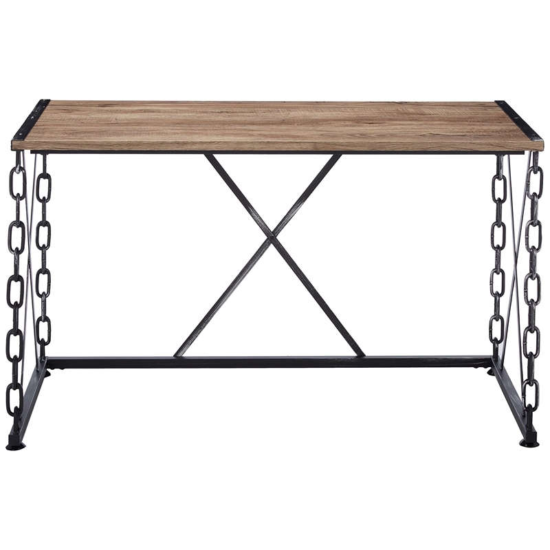 Bowery Hill Writing Desk in Rustic Oak and Antique Black