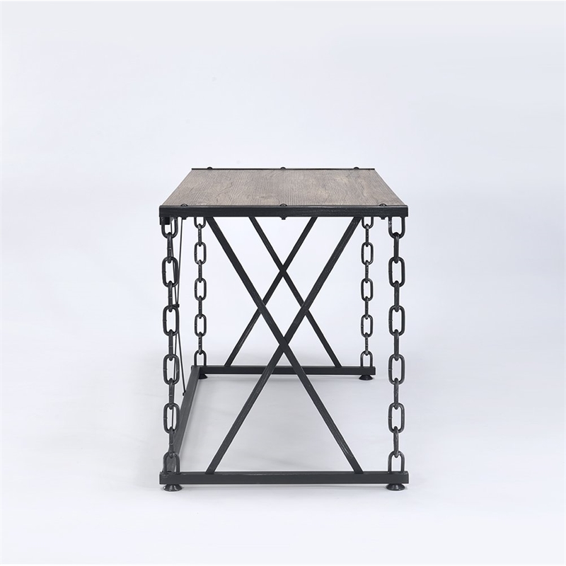 Bowery Hill Writing Desk in Rustic Oak and Antique Black