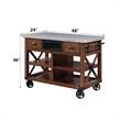 Bowery Hill Wood Antique Oak Kitchen Cart Rectangular Towel Rack 48