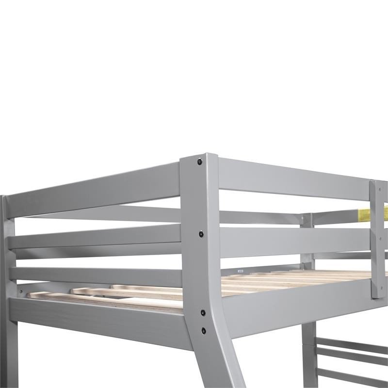 Bowery Hill Solid Wood Gray Twin Over Full Bunk Bed Rectangular Storage 78.38