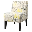 Bowery Hill Transitional Fabric Accent Chair with Bike Pattern in Beige/Brown