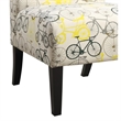 Bowery Hill Transitional Fabric Accent Chair with Bike Pattern in Beige/Brown