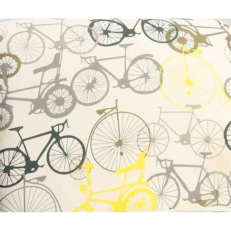 Bowery Hill Transitional Fabric Accent Chair with Bike Pattern in Beige/Brown