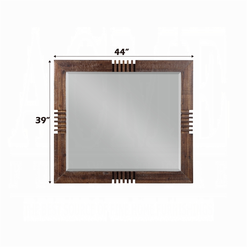 Bowery Hill Rectangular Beveled Bedroom Mirror in Reclaimed Oak Wood