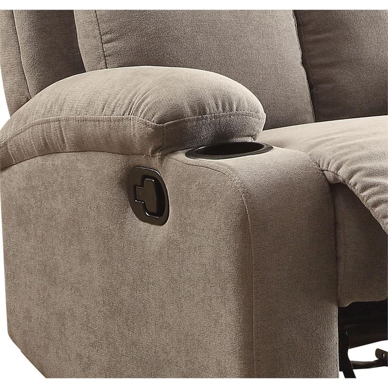 Bowery Hill Contemporary Fabric Pillow Top Armrest Motion Recliner in Gray