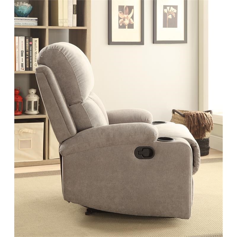 Bowery Hill Contemporary Fabric Pillow Top Armrest Motion Recliner in Gray