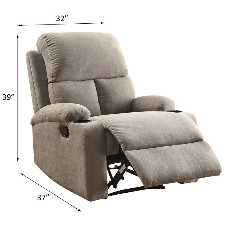 Bowery Hill Contemporary Fabric Pillow Top Armrest Motion Recliner in Gray