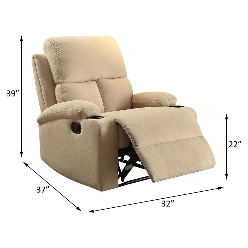 Bowery Hill Contemporary Fabric Recliner in Light Beige