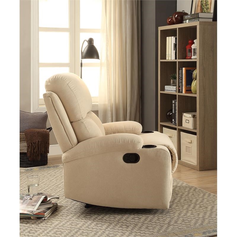 Bowery Hill Contemporary Fabric Recliner in Light Beige