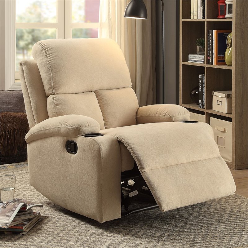 Bowery Hill Contemporary Fabric Recliner in Light Beige