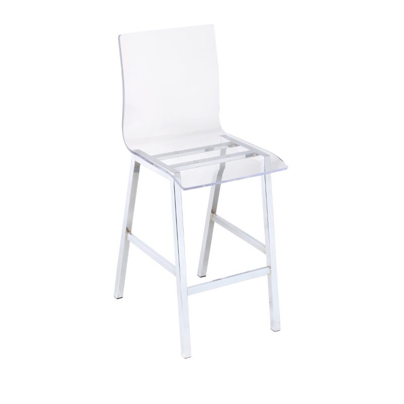 Bowery Hill 24'' Contemporary Metal/Acrylic Counter Stool in Chrome (Set of 2)