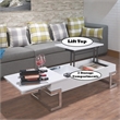 Bowery Hill Lift Top Coffee Table in White and Chrome