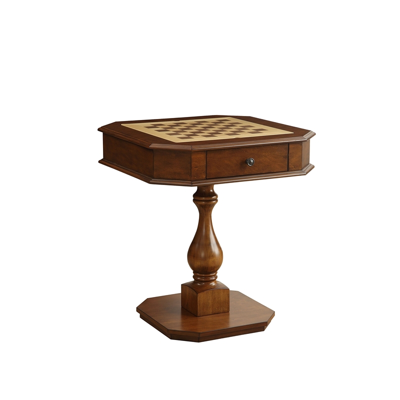 Bowery Hill 1-Drawer Wood Game Table in Cherry