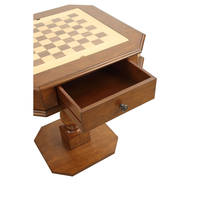 Bowery Hill 1-Drawer Wood Game Table in Cherry