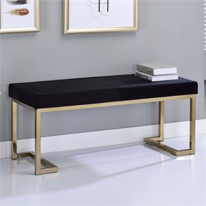 Bowery Hill Bench in Black Fabric and Champagne