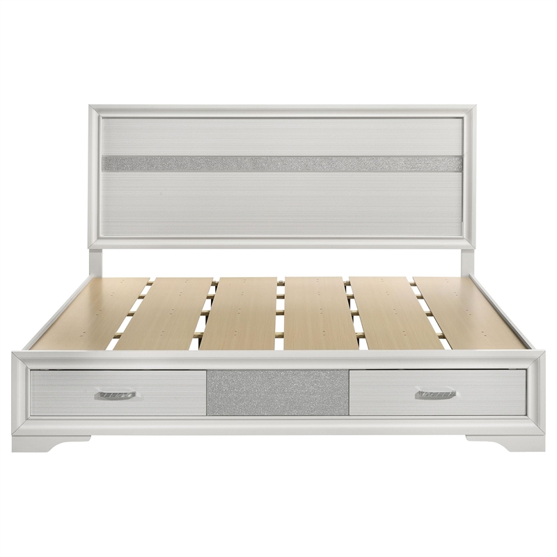 Bowery Hill Asian Hardwood White Storage Panel Bed Rectangular Solid 83.75