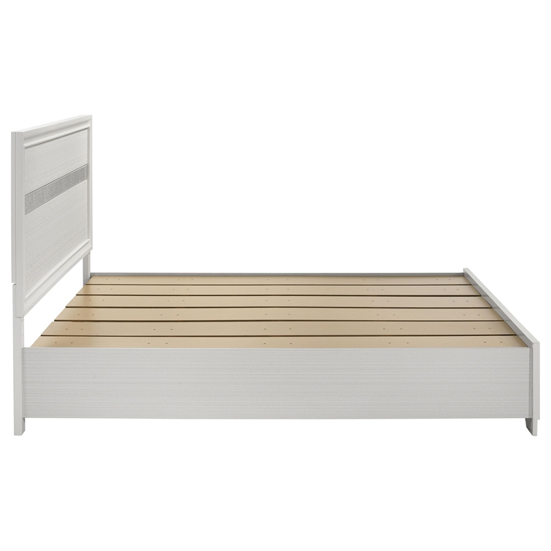 Bowery Hill Asian Hardwood White Storage Panel Bed Rectangular Solid 83.75