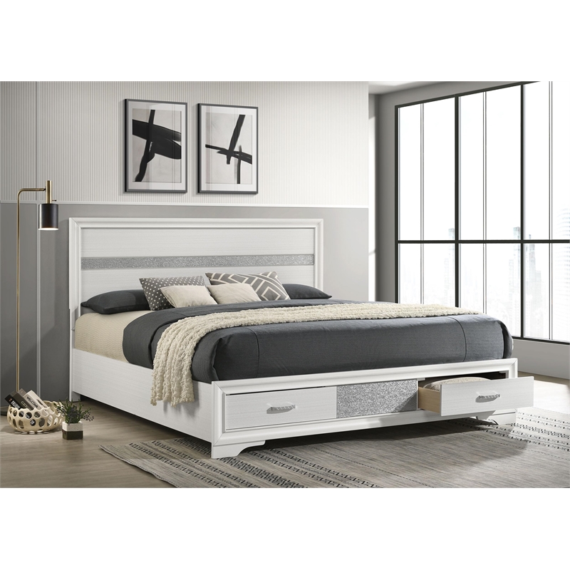 Bowery Hill California King Storage Panel Bed in White