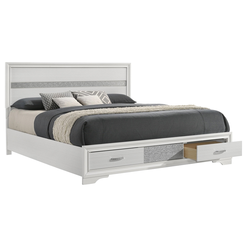 Bowery Hill California King Storage Panel Bed in White