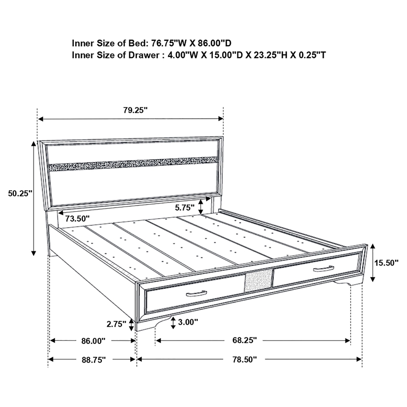 Bowery Hill California King Storage Panel Bed in White